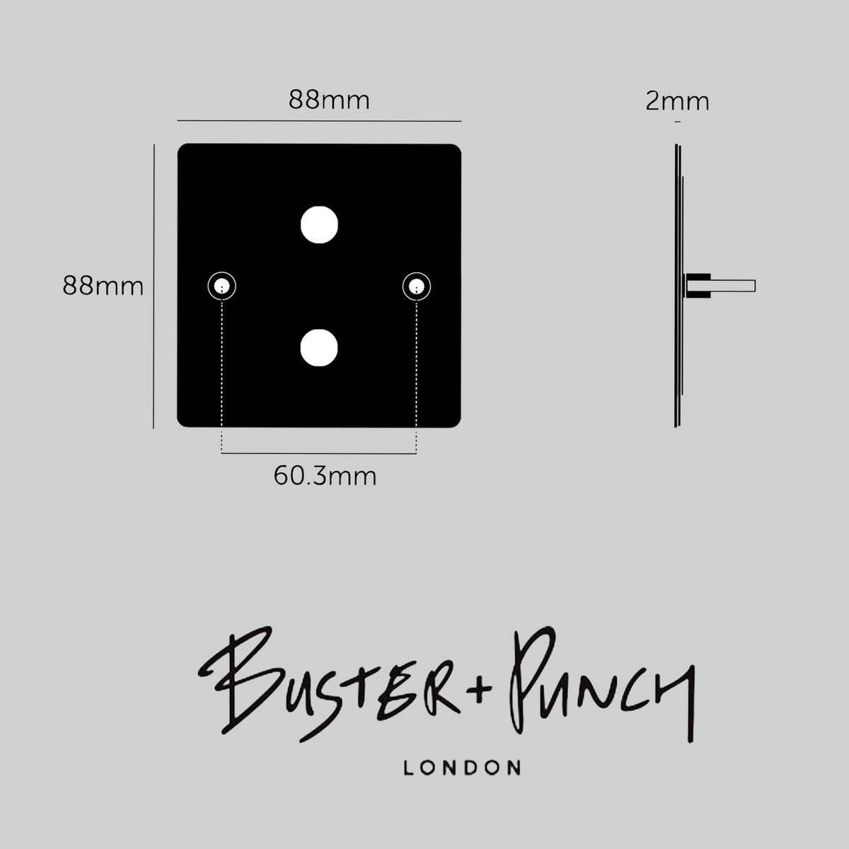 One Gang Wall Plate for 2 Dimmer Switches Only in Black