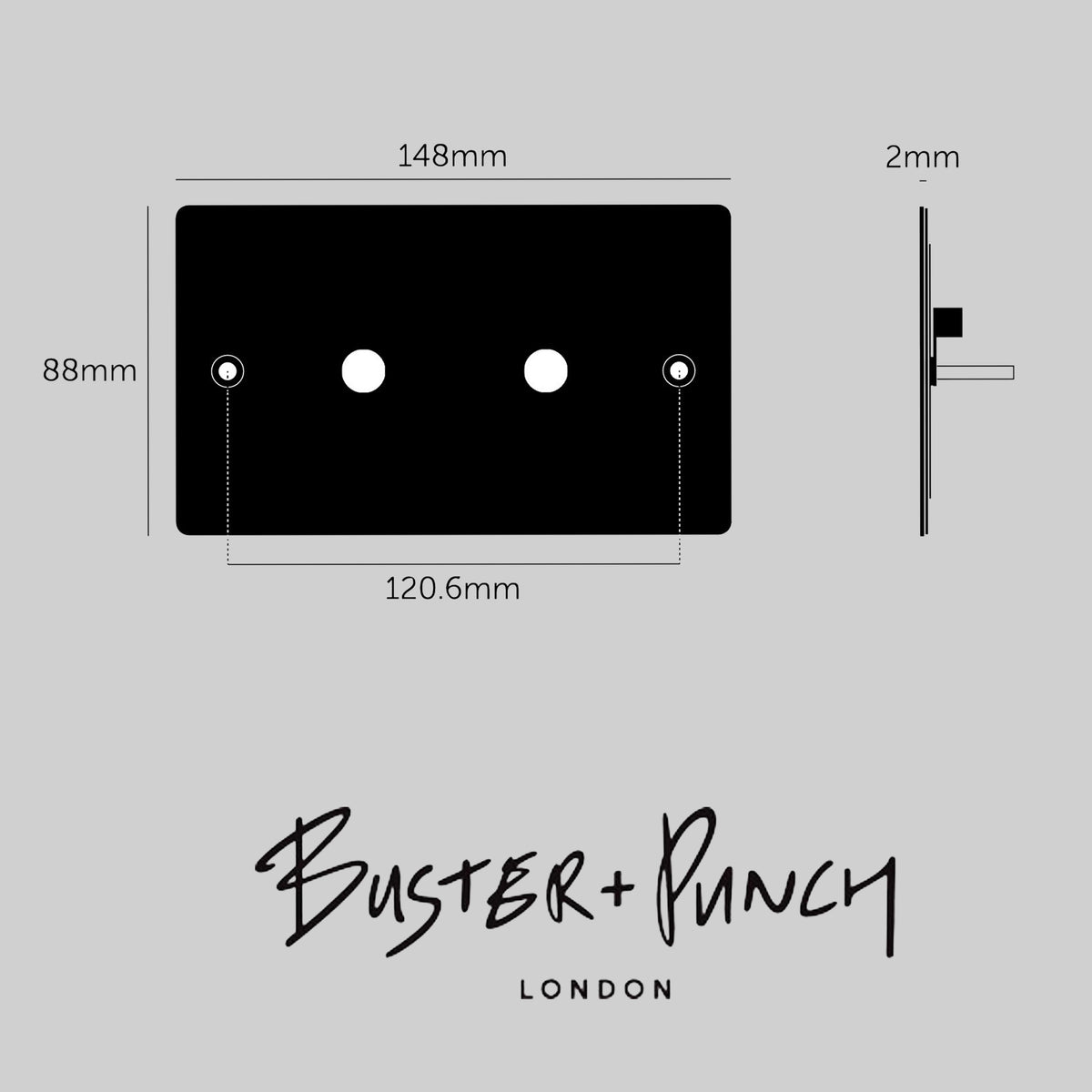Two Gang Wall Plate for 2 Toggle or Dimmer Switches in Black