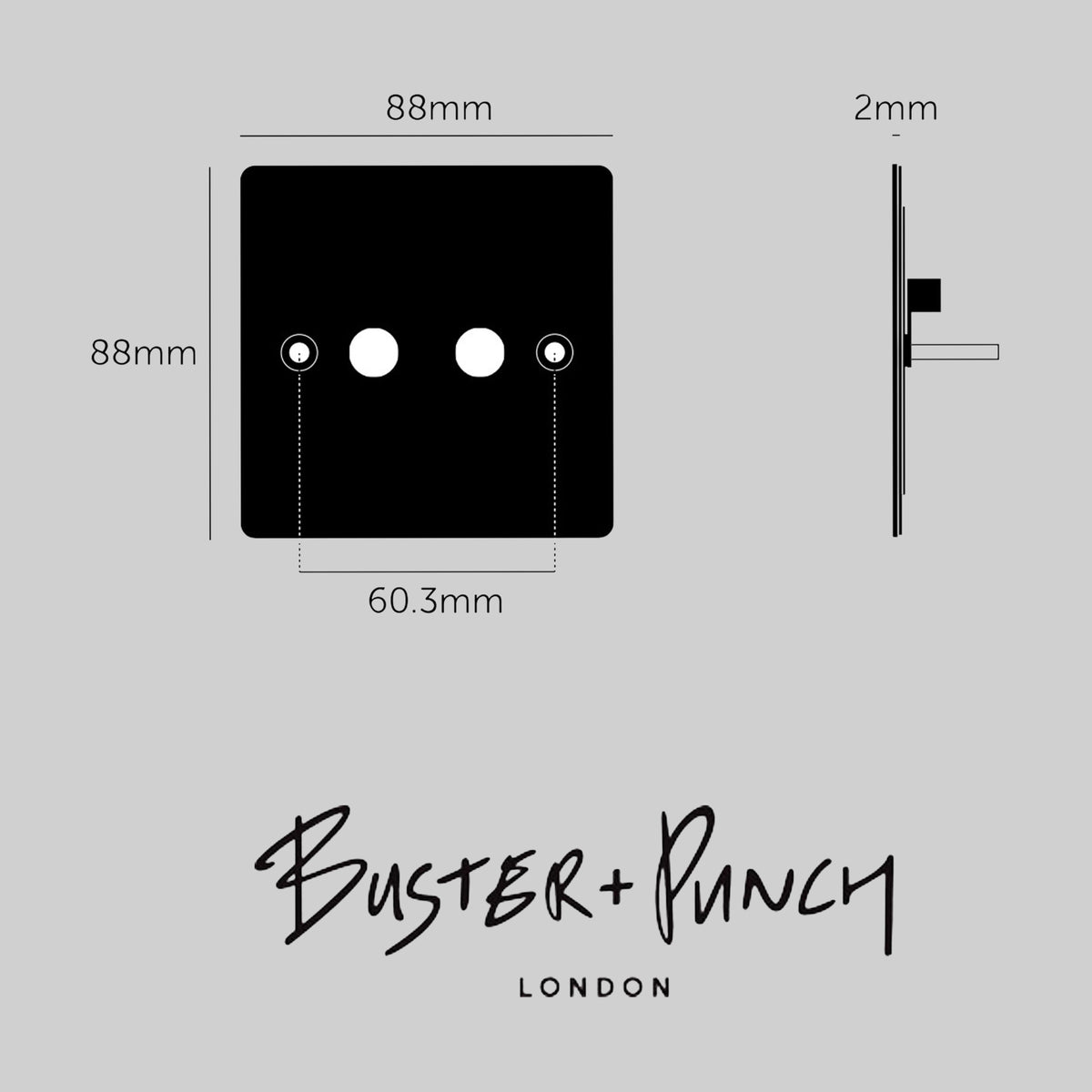 One Gang Wall Plate for 2 Toggle Switches Only in Black