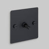 One Gang 2 Way Light Switch in Black with Cross Cut Knurled Toggle