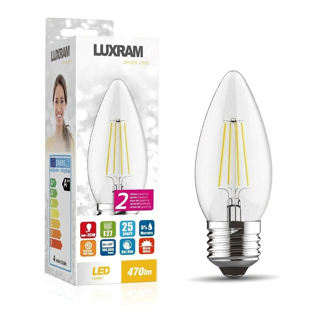 Classic E27 Warm White LED Candle 4W 2700K 470lm