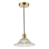 Hadano Single Drop Pendant In Natural Brass with Clear Flared Glass Shade