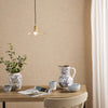 Hadano Single Drop Pendant In Natural Brass with Wavy Glass Shade