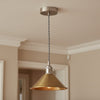 Hadano Single Drop Pendant In Antique Chrome with Aged Brass Shade