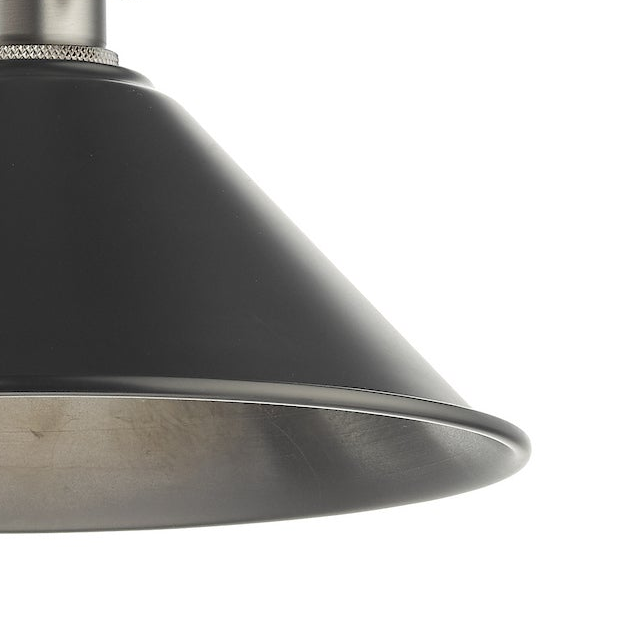 Hadano Single Drop Pendant In Antique Chrome with Antique Pewter Shade