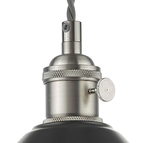 Hadano Single Drop Pendant In Antique Chrome with Antique Pewter Shade