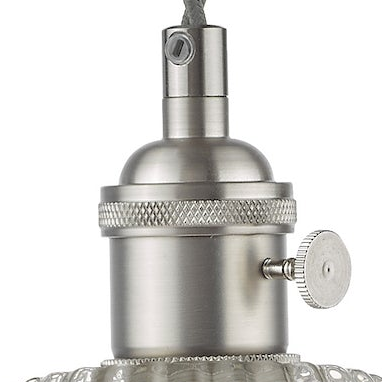 Hadano Single Drop Pendant In Antique Chrome with Clear Flared Glass Shade