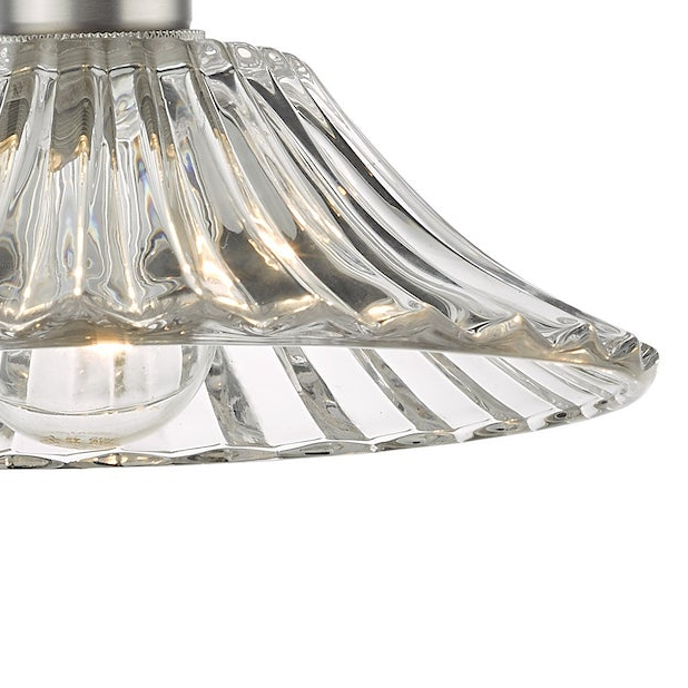 Hadano Single Drop Pendant In Antique Chrome with Clear Flared Glass Shade