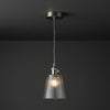 Hadano Single Drop Pendant In Antique Chrome with Clear Ribbed Glass Shade