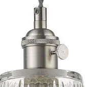 Hadano Single Drop Pendant In Antique Chrome with Clear Ribbed Glass Shade