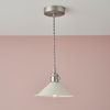 Hadano Single Drop Pendant In Antique Chrome with Cashmere Shade