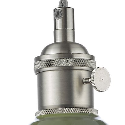 Hadano Single Drop Pendant In Antique Chrome with Olive Green Shade