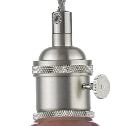 Hadano Single Drop Pendant In Antique Chrome with Umber Shade