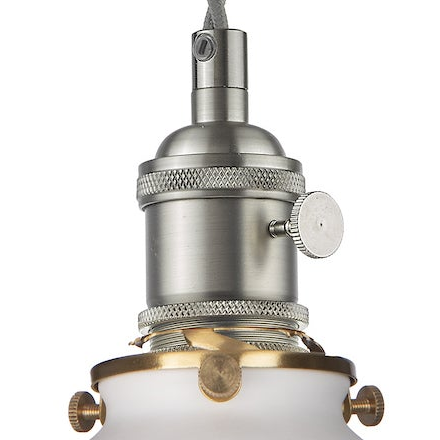 Hadano Single Drop Pendant In Antique Chrome with Ceramic Domed Shade