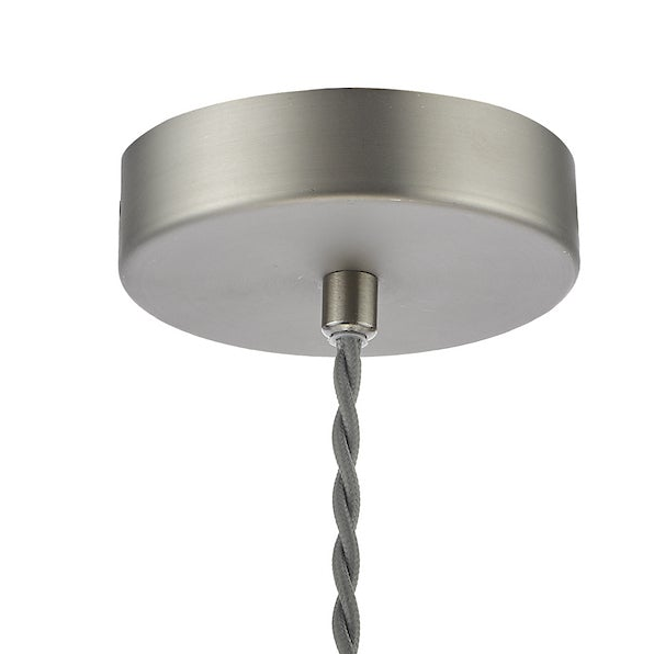Hadano Single Drop Pendant In Antique Chrome with Ceramic Shallow Shade