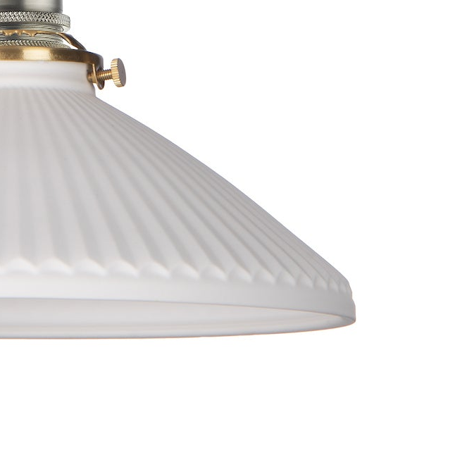Hadano Single Drop Pendant In Antique Chrome with Ceramic Shallow Shade