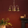 Hadano Three Light Pendant In Natural Brass with Aged Brass Shades