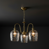Hadano Three Light Pendant In Natural Brass with Clear Dimpled Glass Shades