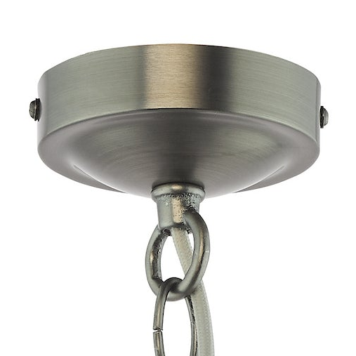 Dar Lighting Hadano Three Light Pendant in antique chrome with antique pewter shades