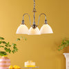 Hadano Three Light Pendant In Antique Chrome with Ceramic Domed Shades