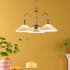 Hadano Three Light Pendant In Antique Chrome with Ceramic Shallow Shades