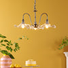 Hadano Three Light Pendant In Antique Chrome with Wavy Glass Shades