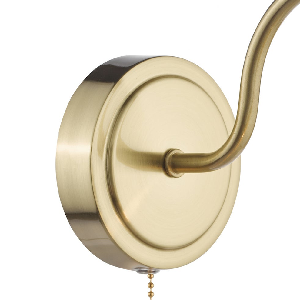 Hadano Switched Wall Light In Natural Brass with Clear Flared Glass Shade