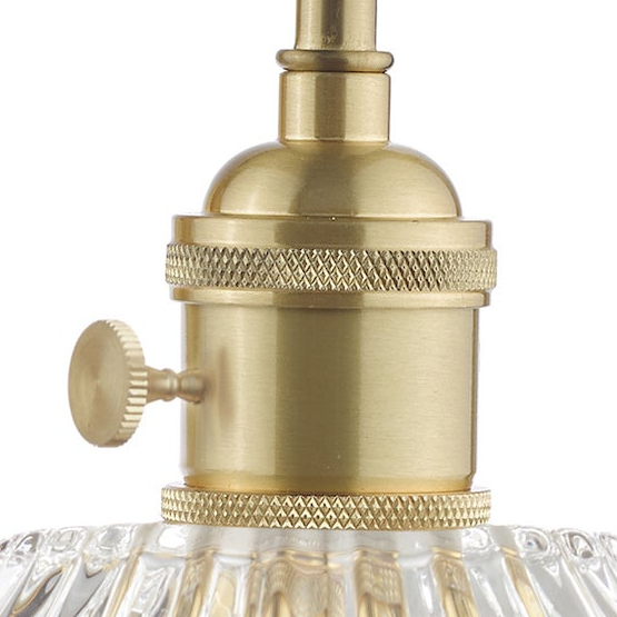 Hadano Switched Wall Light In Natural Brass with Clear Flared Glass Shade