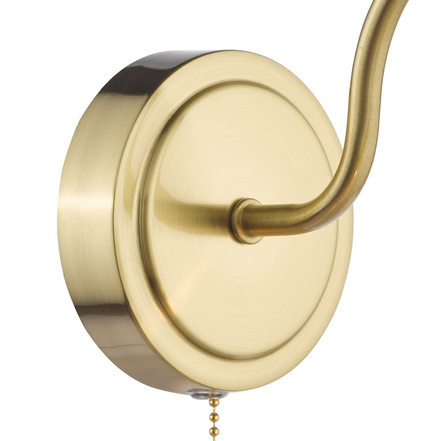 Hadano Switched Wall Light In Natural Brass with Clear Ribbed Glass Shade