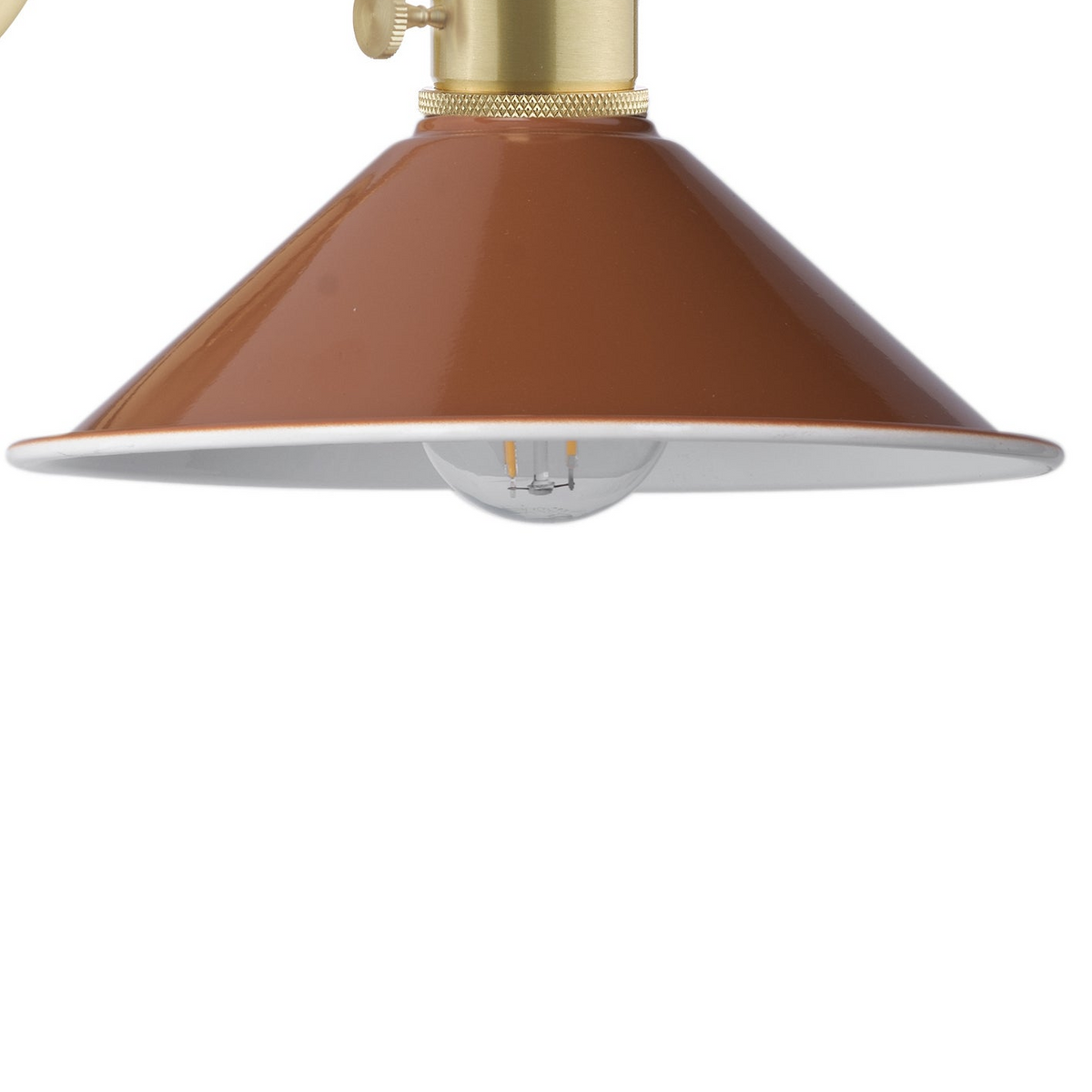 Hadano Switched Wall Light In Natural Brass with Umber Shade