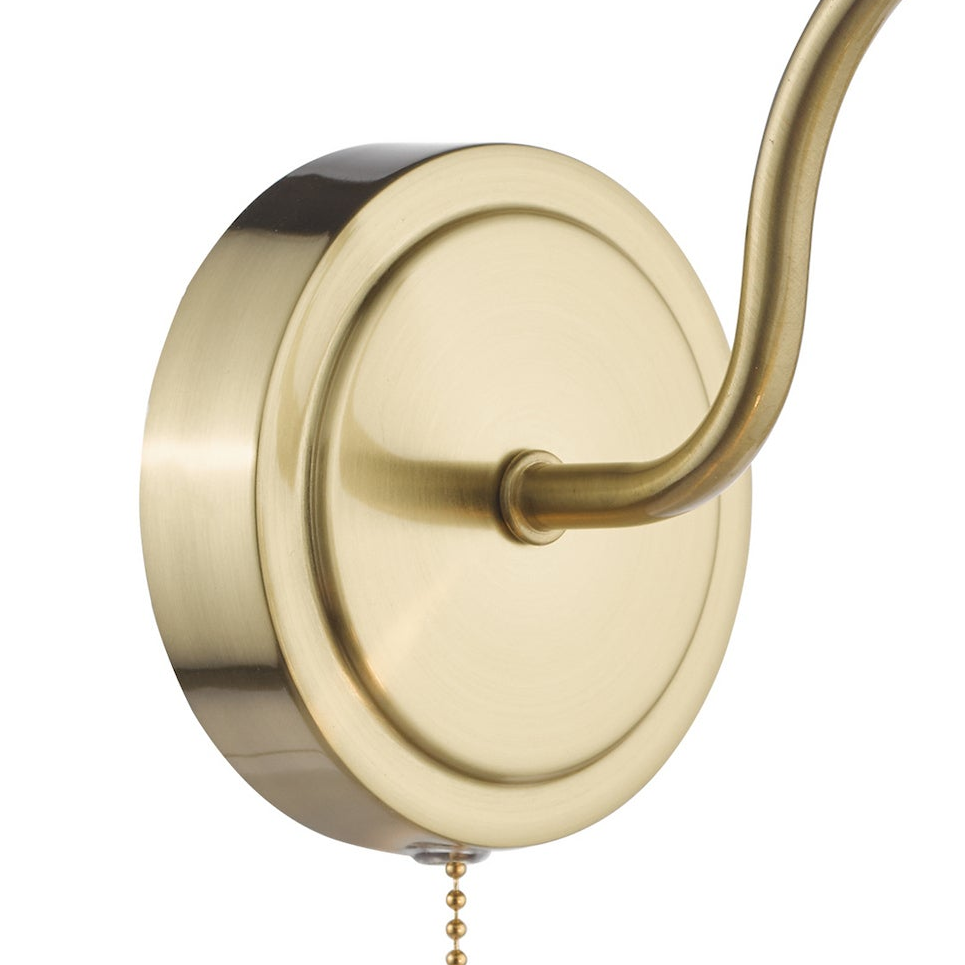 Hadano Switched Wall Light In Natural Brass with Umber Shade