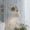 Hadano Switched Wall Light In Natural Brass with Ceramic Domed Shade