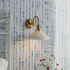 Hadano Switched Wall Light In Natural Brass with Ceramic Shallow Shade