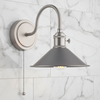 Hadano Switched Wall Light In Antique Chrome with Antique Pewter Shade