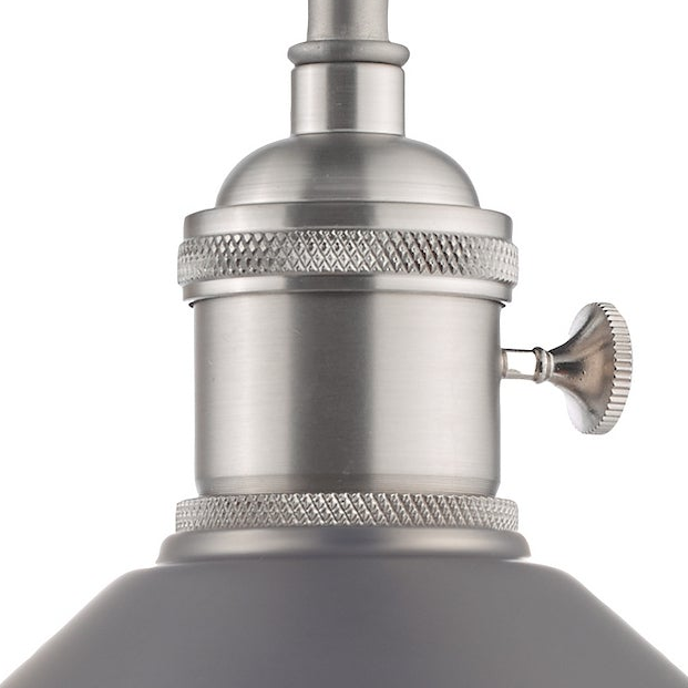 Dar Lighting Hadano Switched Wall Light in Antique Chrome with Antique Pewter Shade