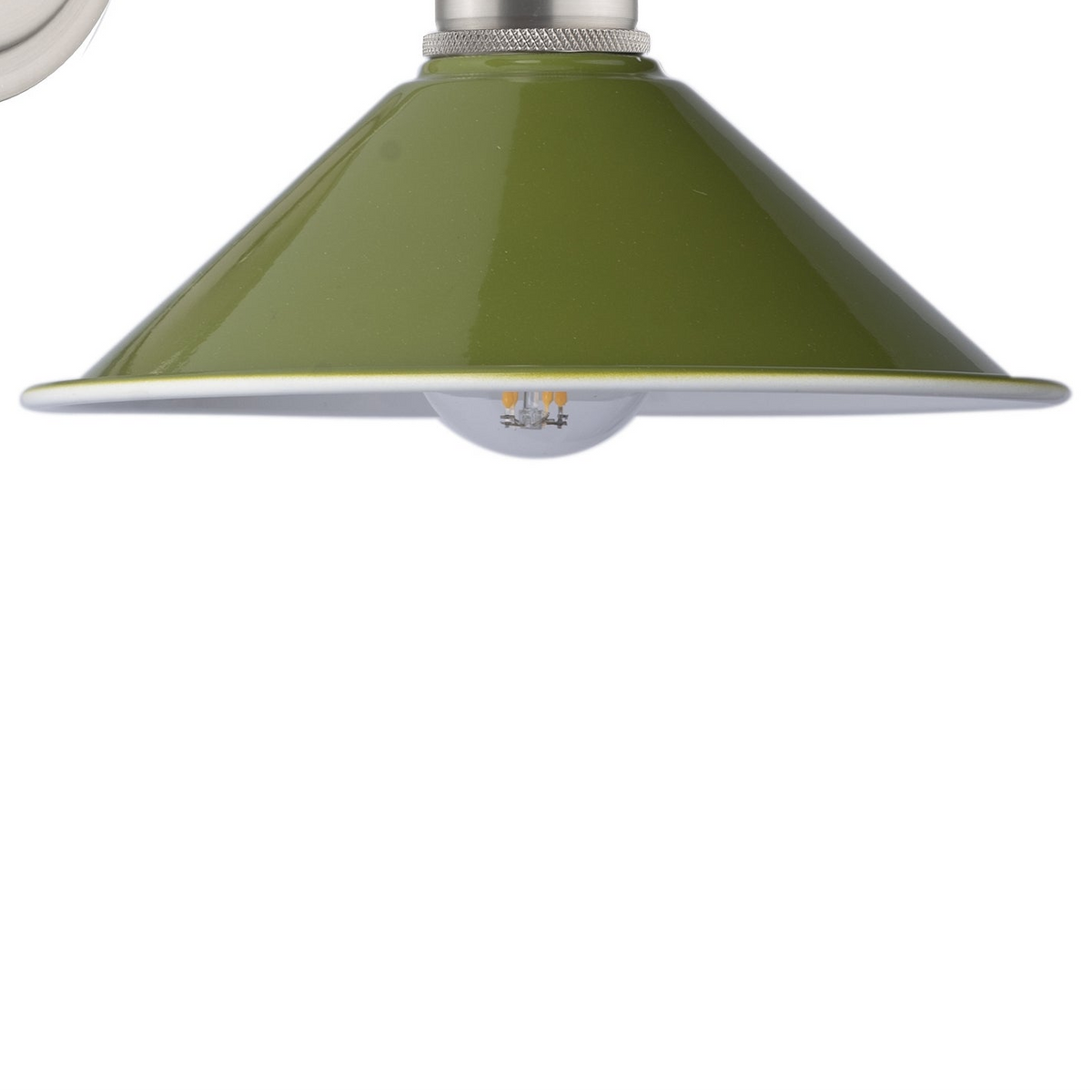 Hadano Switched Wall Light In Antique Chrome with Olive Green Shade