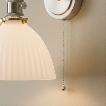 Hadano Switched Wall Light In Antique Chrome with Ceramic Domed Shade