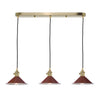 Hadano Triple Drop Linear Bar Pendant In Natural Brass with Umber Shades