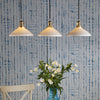 Hadano Triple Drop Linear Bar Pendant In Natural Brass with Ceramic Shallow Shades