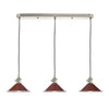 Hadano Triple Drop Linear Bar Pendant In Antique Chrome with Umber Shades