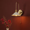 Hadano Tall Switched Wall Light In Natural Brass with Matt Taupe Metal Shade