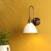 Hadano Tall Switched Wall Light In Antique Chrome with White Domed Ceramic Shade