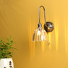 Hadano Tall Switched Wall Light In Antique Chrome with Scalloped Bell Glass Shade