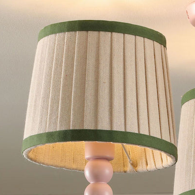 Harewood Semi Flush Ceiling Light in Matt Pink with Pleated Linen Shades