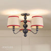 Harewood Semi Flush Ceiling Light in Matt Blue with Pleated Linen Shades