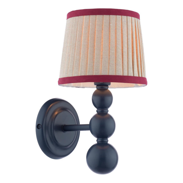 Harewood Wall Light in Matt Blue with Pleated Linen Shade