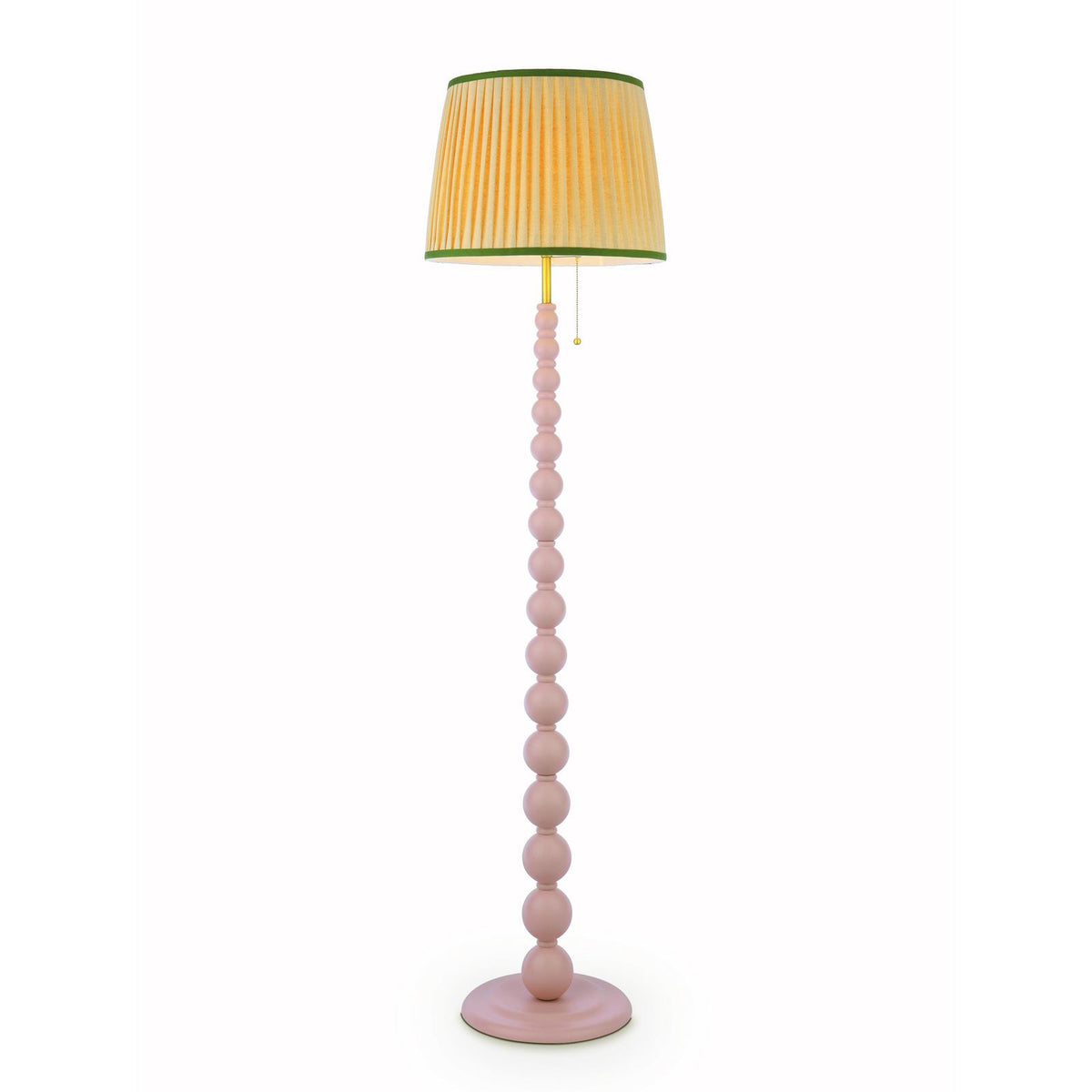 Harewood Floor Lamp in Matt Pink with Pleated Linen Shade