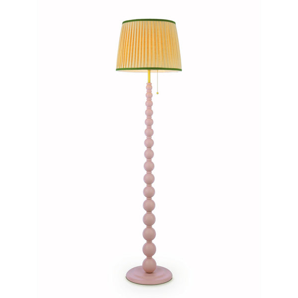 Harewood Floor Lamp in Matt Pink with Pleated Linen Shade