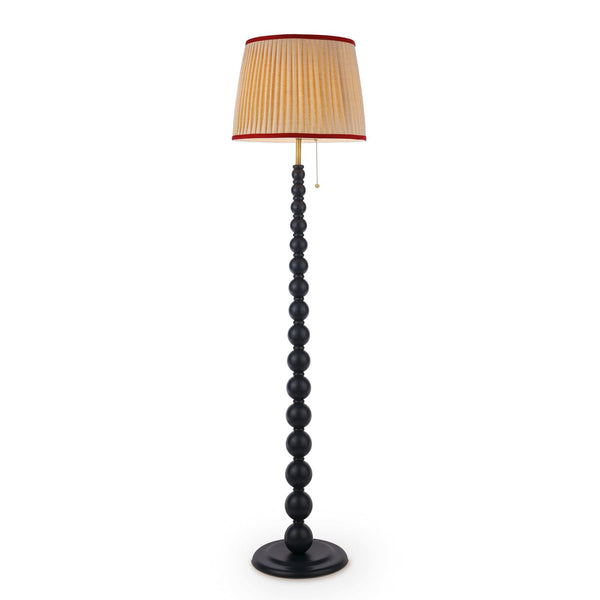 Joules Harewood floor lamp in matt blue with a pleated linen shade