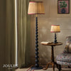 Harewood Floor Lamp in Matt Blue with Pleated Linen Shade
